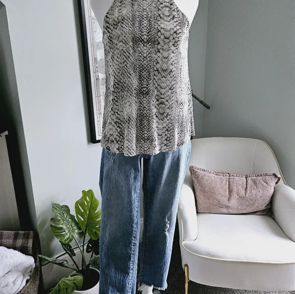Allison Joy Halter Tank Top. Snakeskin pattern. Size XS - Picture 5 of 6